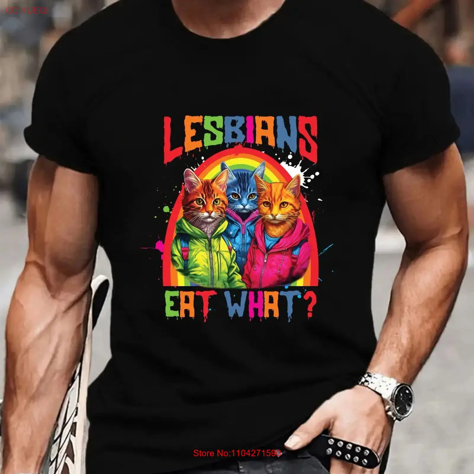Vintage Queer Fashion - Camiseta arrojada con estampado de arcoíris