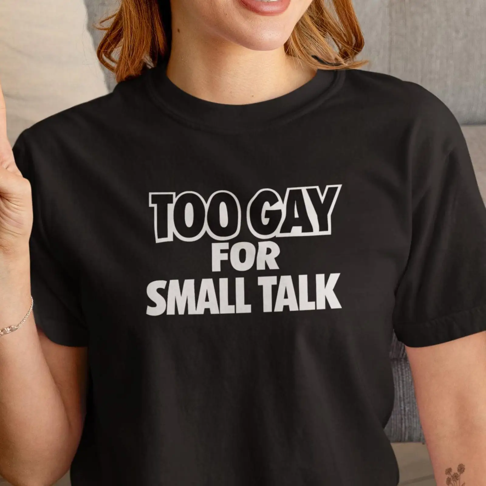 Vintage Queer Fashion - Camiseta Too Gay For Small Talk,