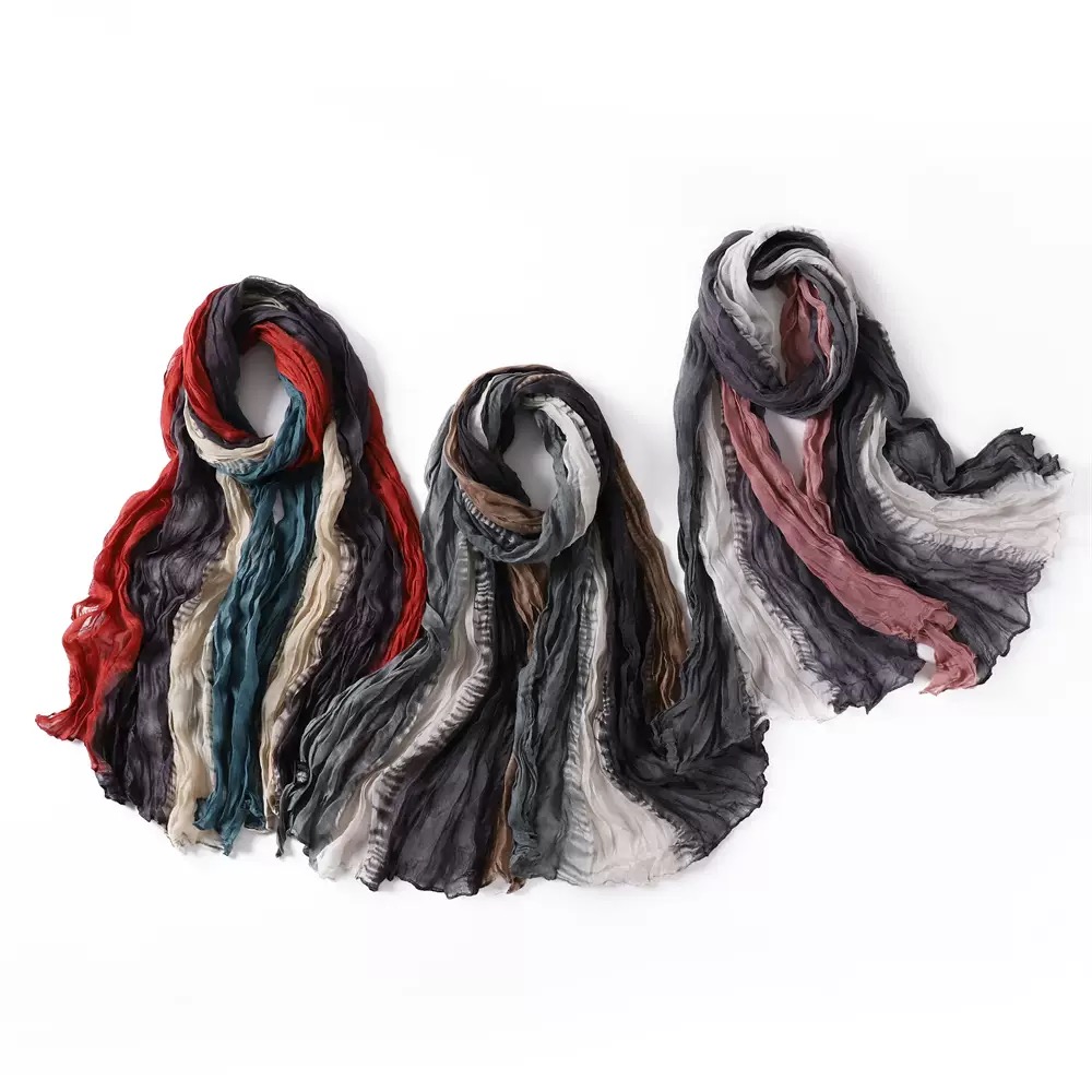 Vintage Fashion Hijab - Pañuelo Vintage Tie-Dye Arrugado para Mujer,