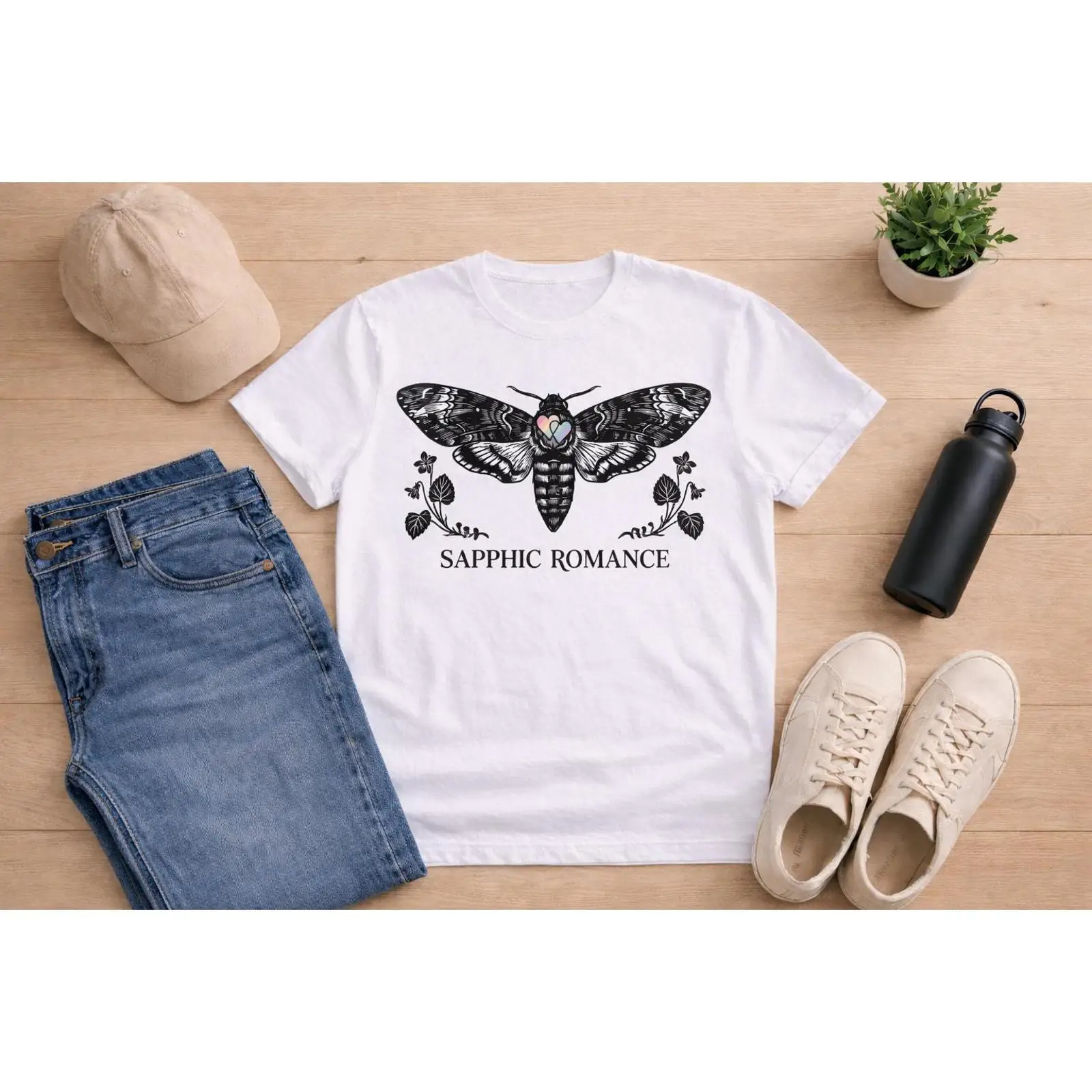 Vintage Queer Fashion - Camiseta gótica con diseño de mariposa