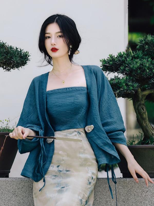 Vintage Fashion In Chinese - Conjunto de Falda y Top Halter