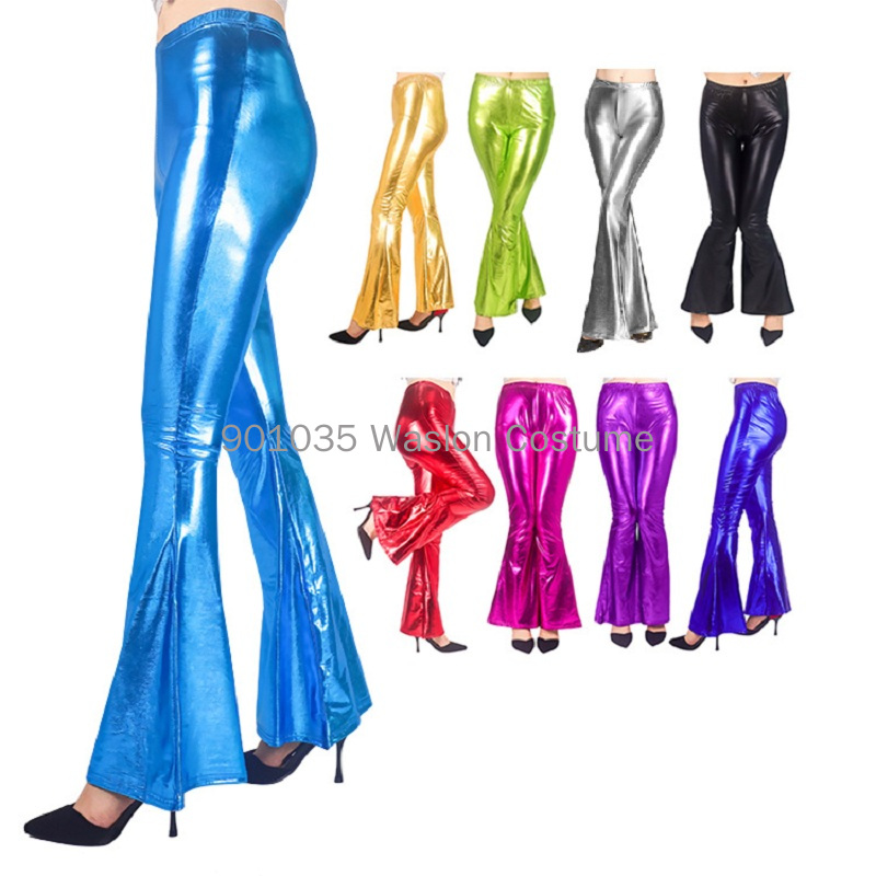 Wide Leg Trouser 70S - Pantalones acampanados brillantes para mujer, pantalón