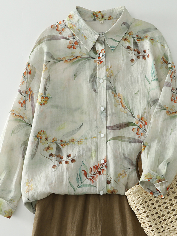 Vintage Fashion Influencer - Camisa Holgada de Manga Larga para