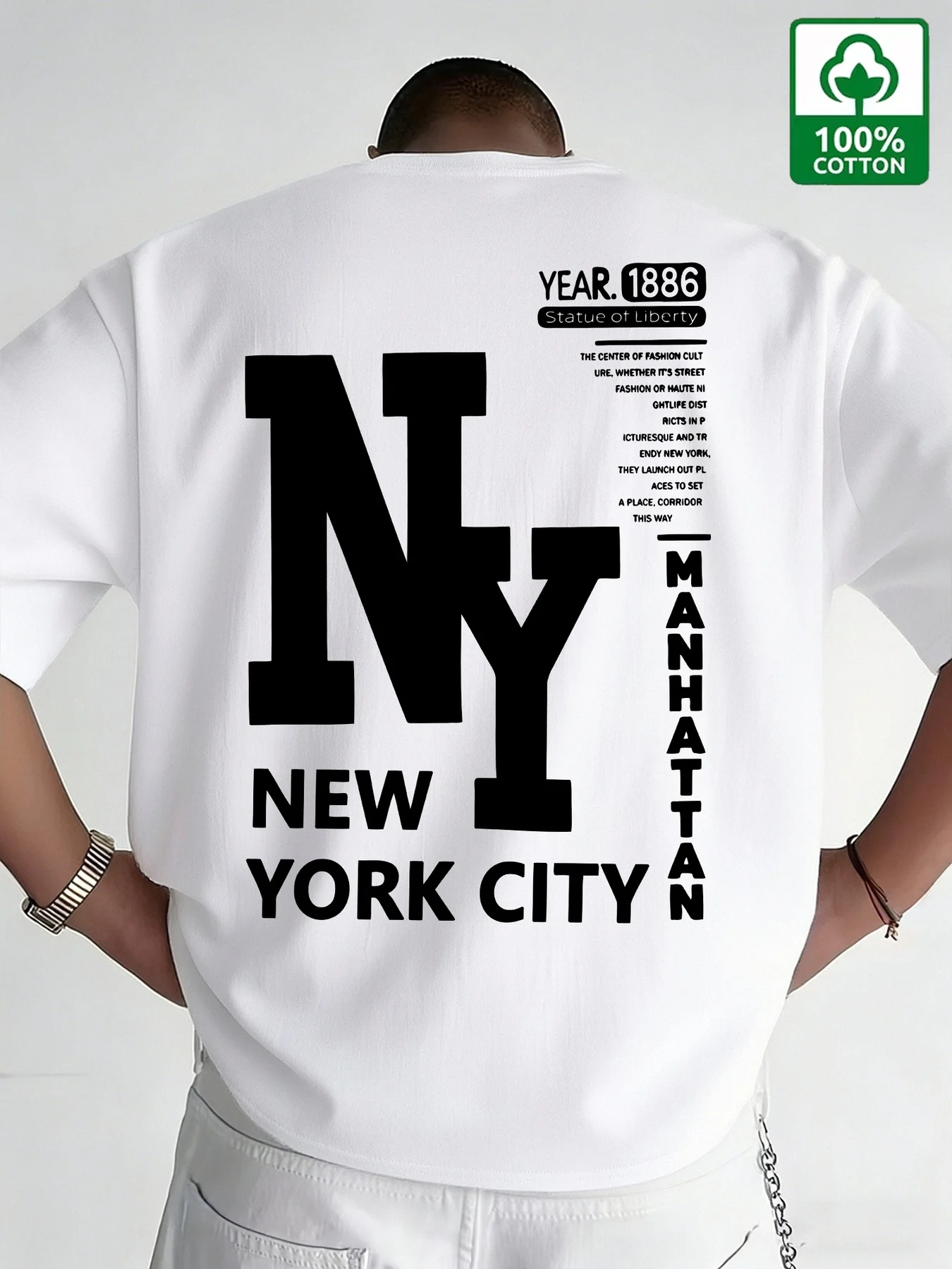 Vintage Fashion York - Camiseta de Hombre NYC, Algodón, Estampado