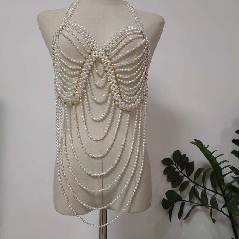 Vintage Fashion In Chinese - Pashmina de Punto con Perlas Hecha