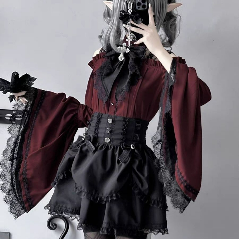 Vintage Fashion Japan - Camisas góticas Y2k estilo Lolita para
