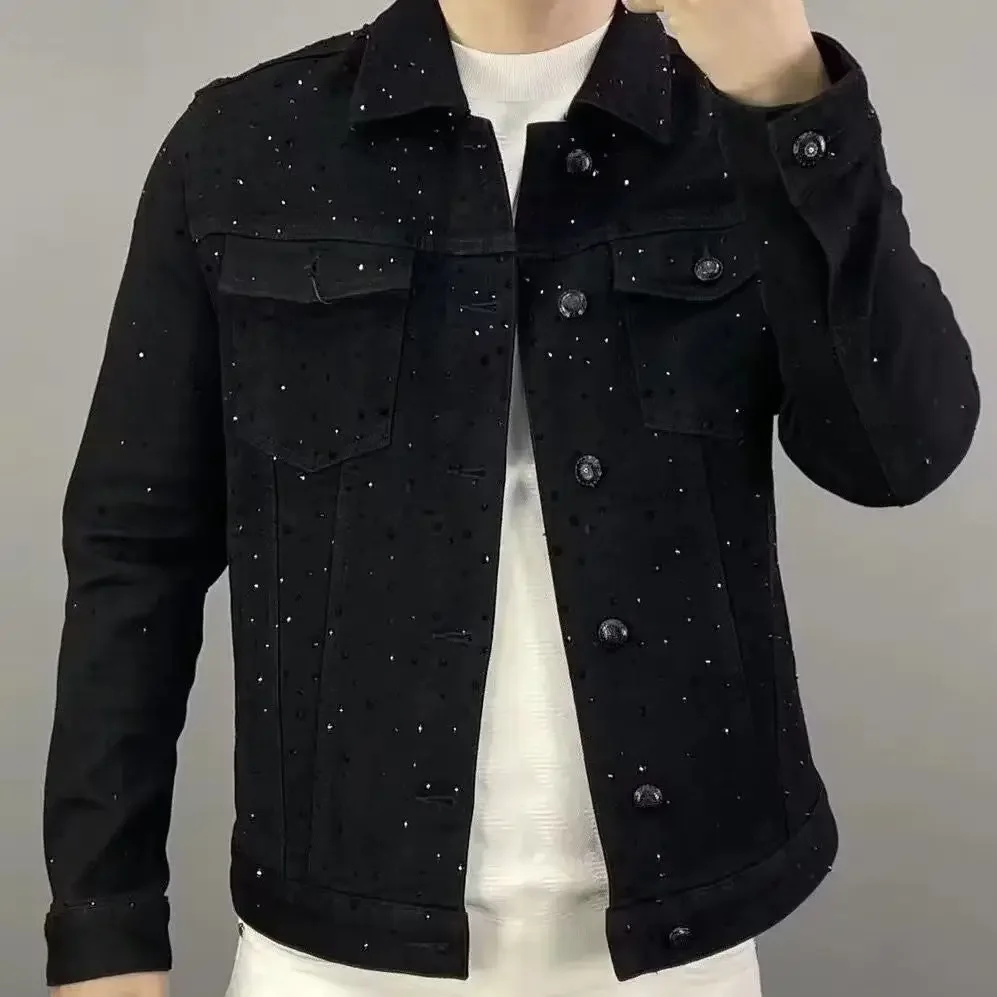 Patchwork Jean Jacket - Abrigo vaquero para hombre, chaquetas vaqueras