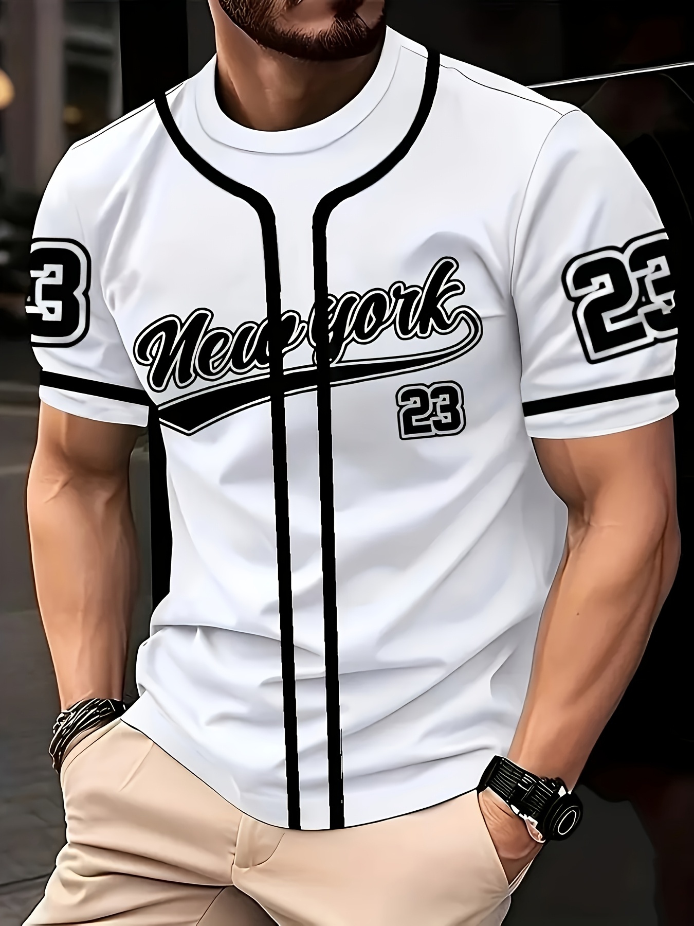 Vintage Fashion York - Camiseta de hombre estilo béisbol vintage
