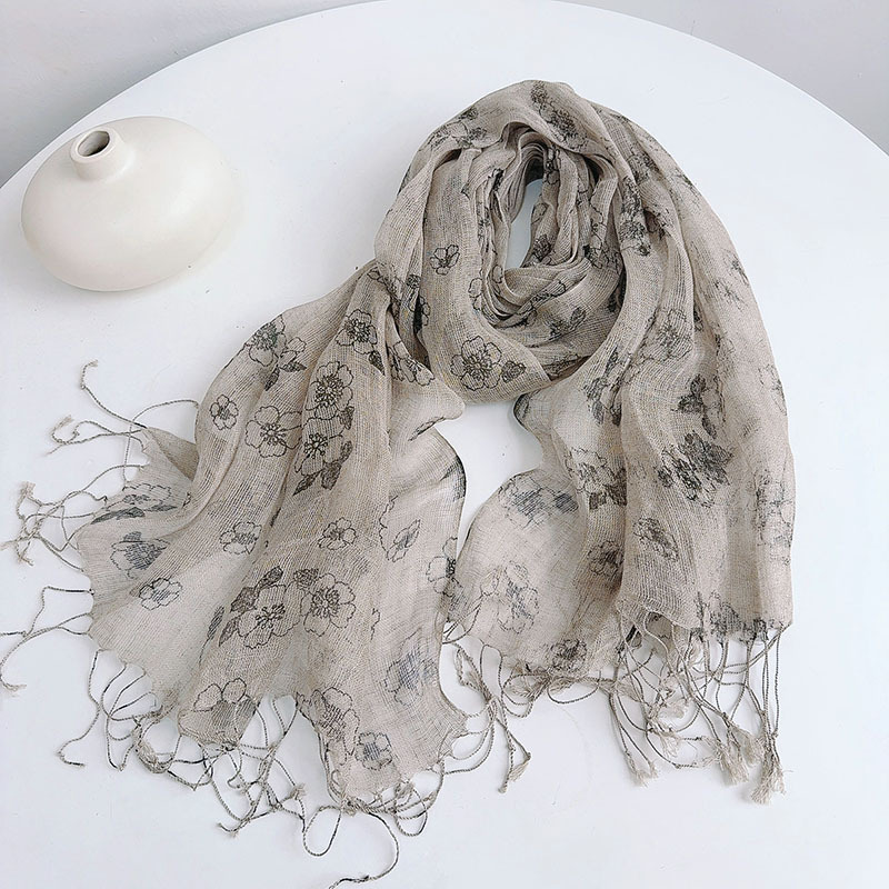 Vintage Fashion Hijab - Bufanda de lino 100% Natural de