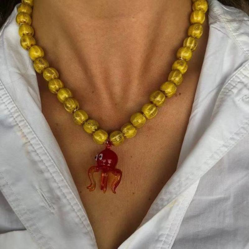 Vintage Fashion Influencer - Ins Influencer-collar con cuentas y colgante