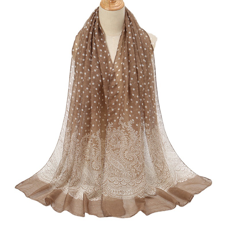 Vintage Fashion Hijab - Bufanda de algodón con lunares degradados
