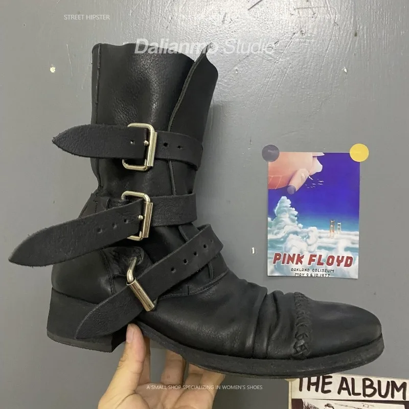 Botas de moto de cuero genuino - Vintage Fashion For Men reseña y precio