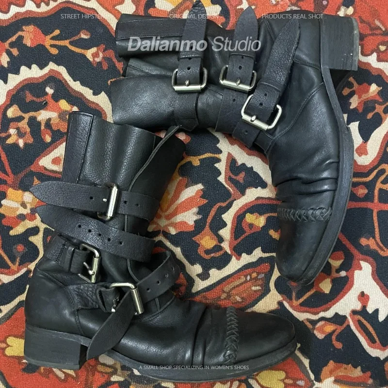 Botas de moto de cuero genuino - Vintage Fashion For Men reseña y precio