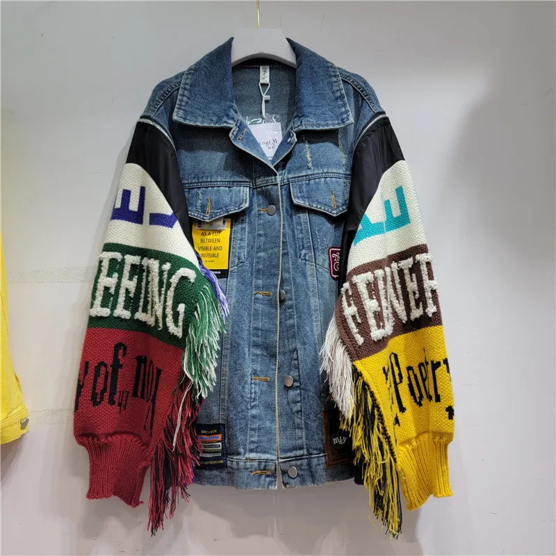 Chaqueta vaquera para mujer, m - Patchwork Jean Jacket reseña y precio