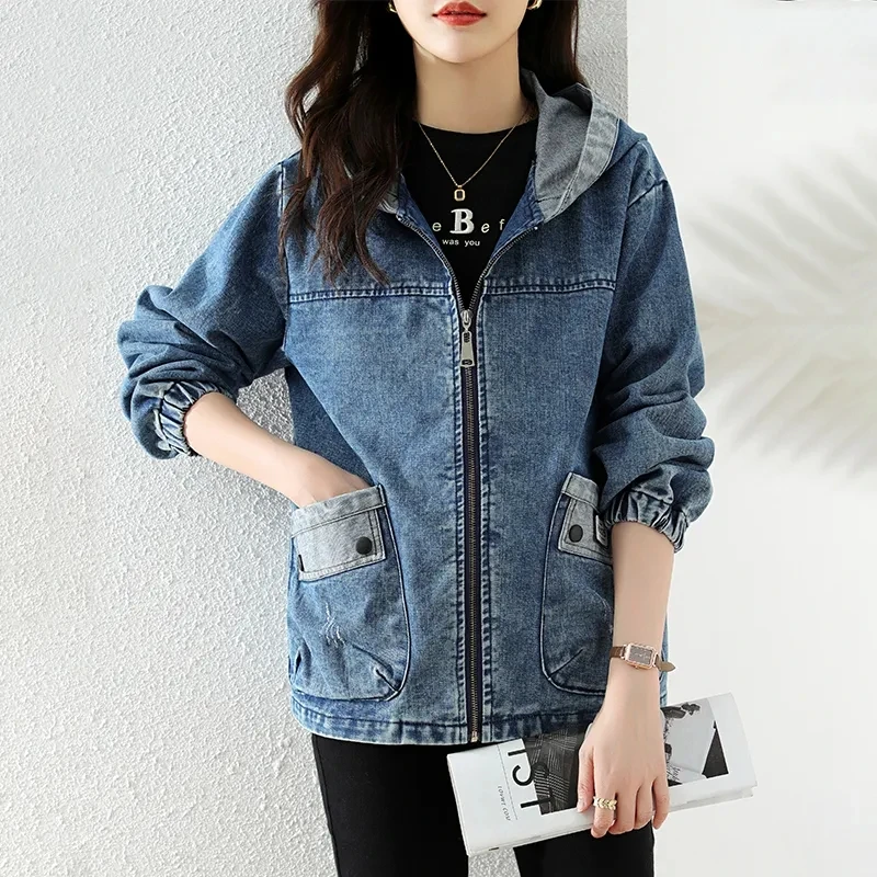 Nuevo abrigo vaquero femenino  - Patchwork Jean Jacket reseña y precio