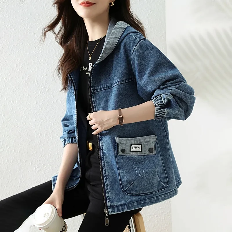 Nuevo abrigo vaquero femenino  - Patchwork Jean Jacket reseña y precio