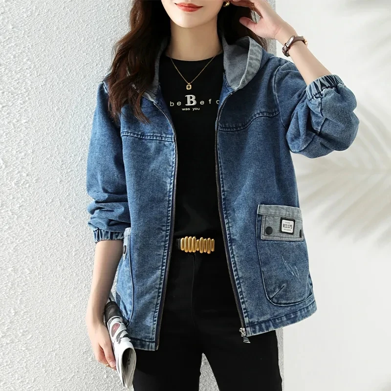 Nuevo abrigo vaquero femenino  - Patchwork Jean Jacket reseña y precio